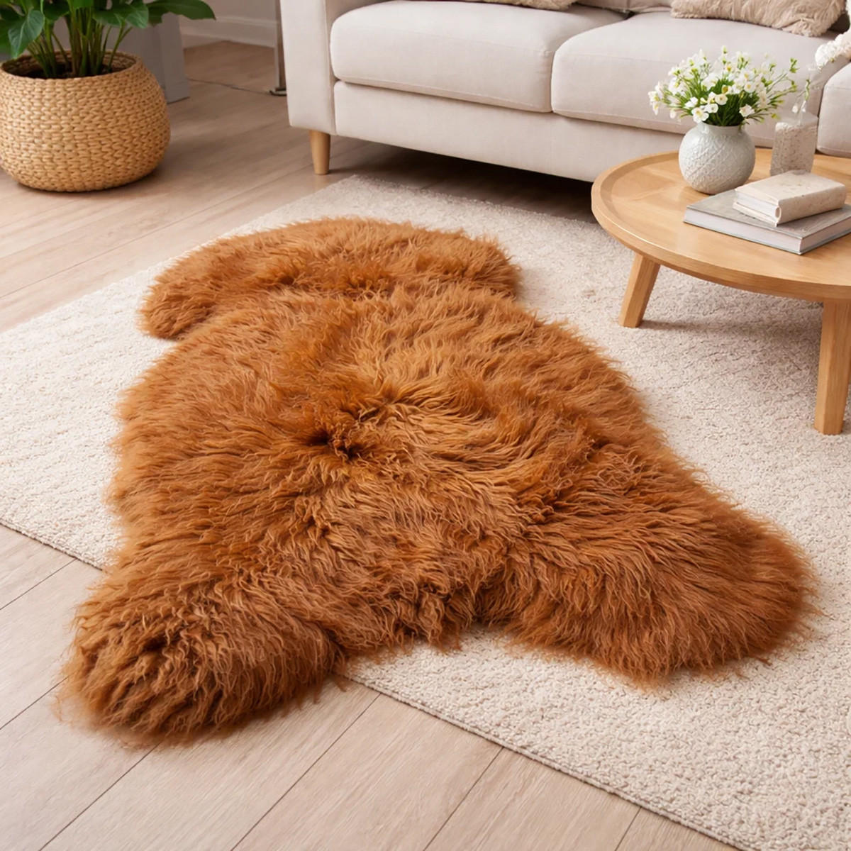 SCHAFFELL Langhaar skandinavisch weich chromfrei Ginger ca. 125 cm - Rotbraun, Fell (70/125cm) - Provellus