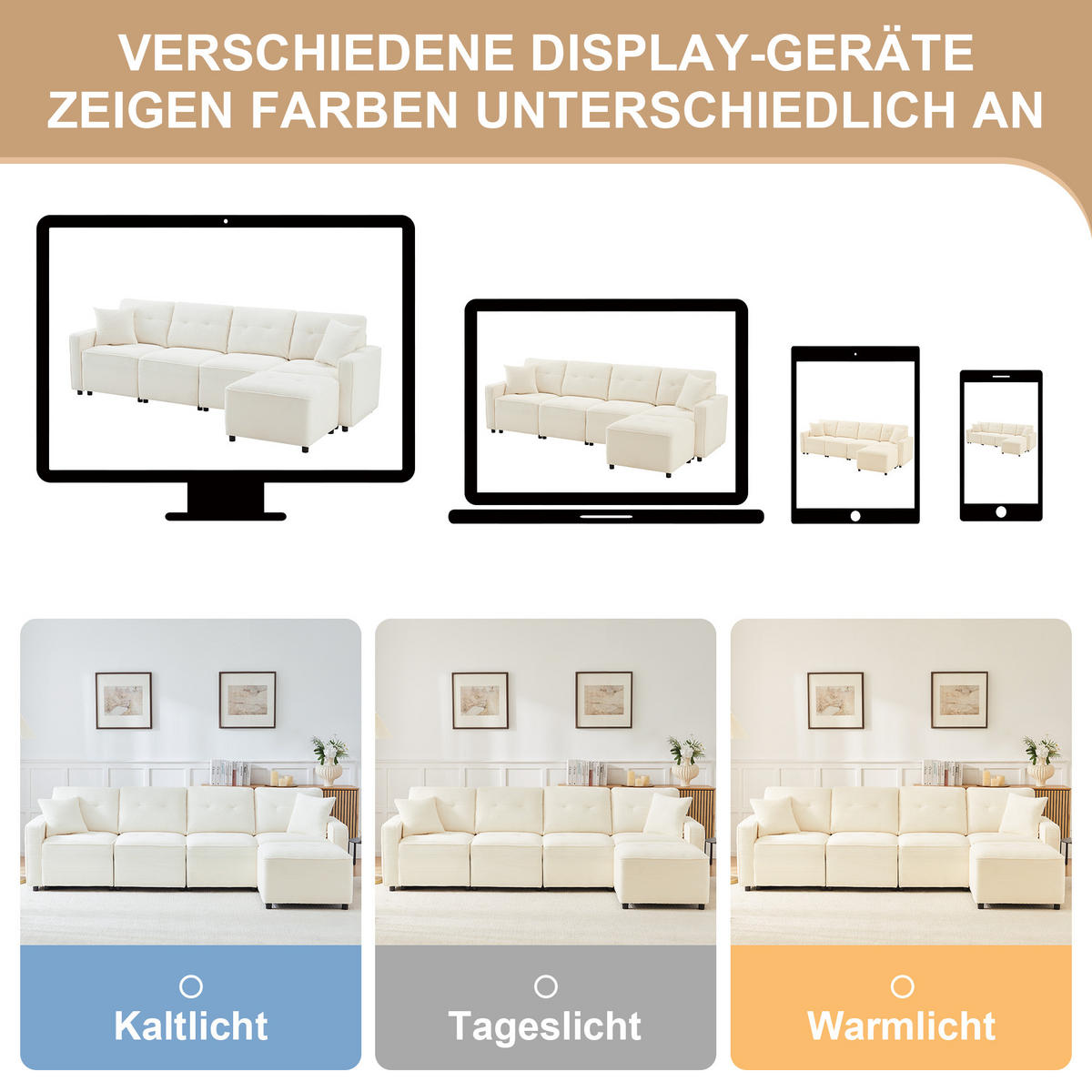 SOFA, 4-Sitzer, Stauraum, Hocker, Beige, 280x146x85cm - Beige, Textil (146/280cm) - FLIEKS