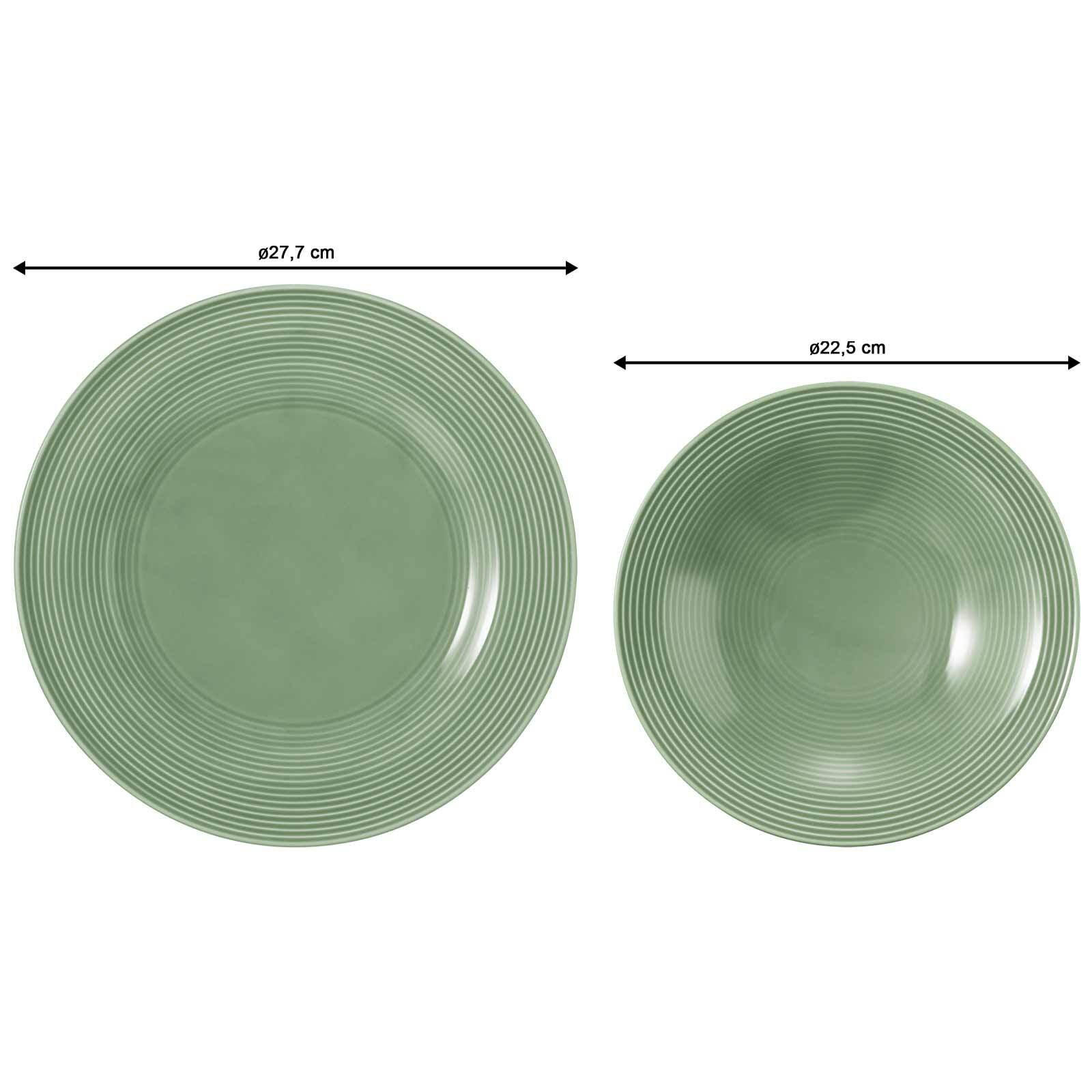 TAFELSERVICE Beat Color Glaze Salbeigrün 12er Set - Grün, Keramik (32.3/23.5/32.3cm) - Seltmann Weiden