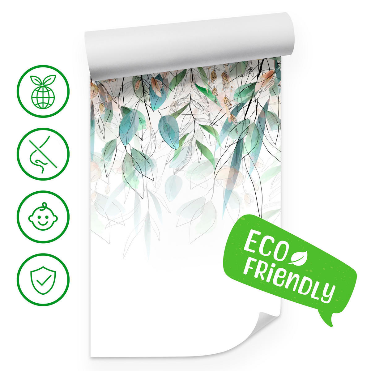 FOTOTAPETE für Esszimmer Blätter Abstraktion 500x350 - Orange/Weiß, Papier (500/350cm) - Muralo