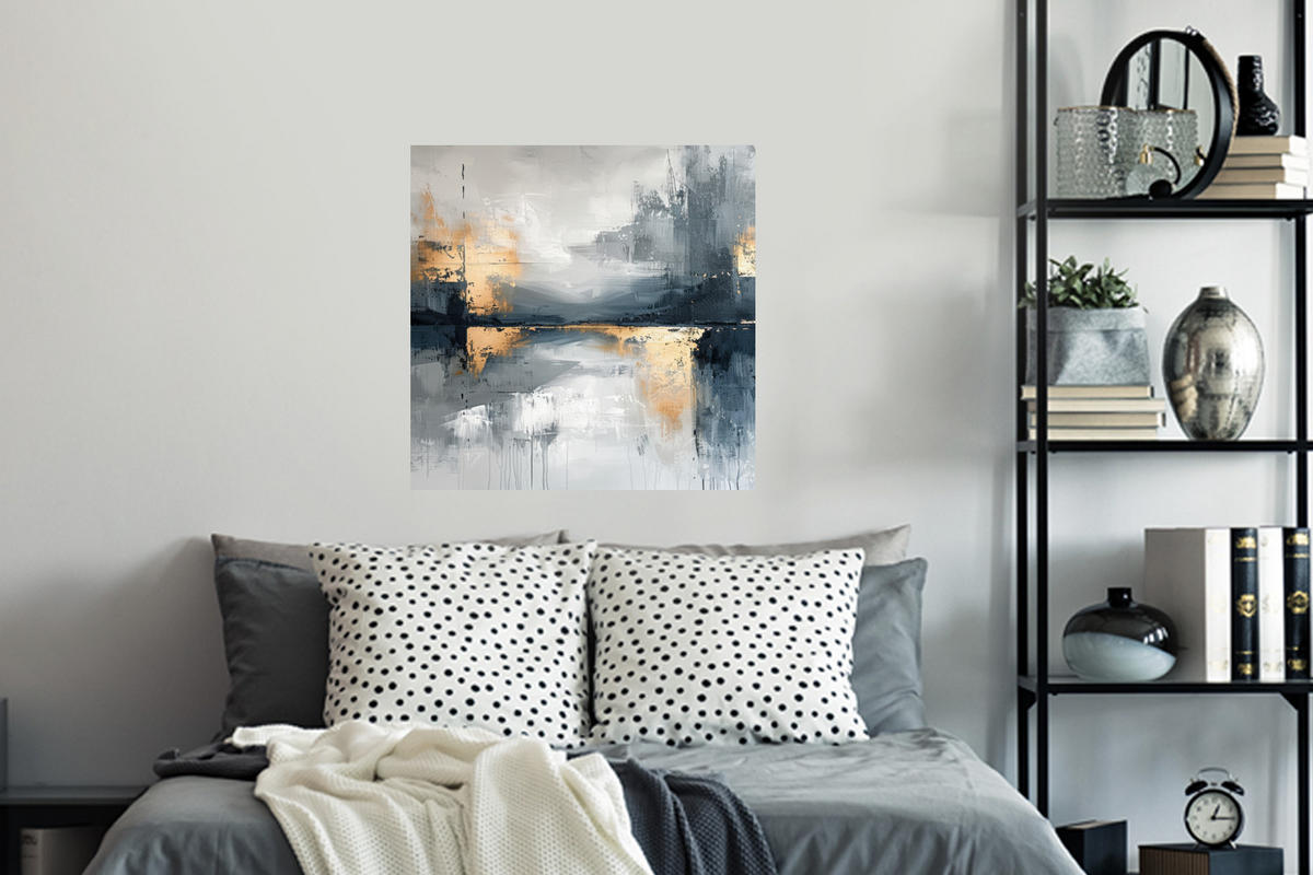 WANDTATTOO Kunst - Grau - Gold - Abstrakt 50x50 cm - Dunkelgrau, Kunststoff (50/50/0.1cm) - MuchoWow