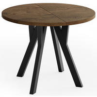ESSTISCH Vero rund ausziehbar verlängerbar, Eiche Braun Rustikal 100-300/100/77 cm - Alteiche/Schwarz, Holz/Holzwerkstoff (100/300/76.5cm) - WFL GROUP
