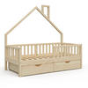 HAUSBETT Noemi Naturholz 80x160 cm mit 2 Schubladen - Naturfarben, Holz (80/160cm) - VitaliSpa