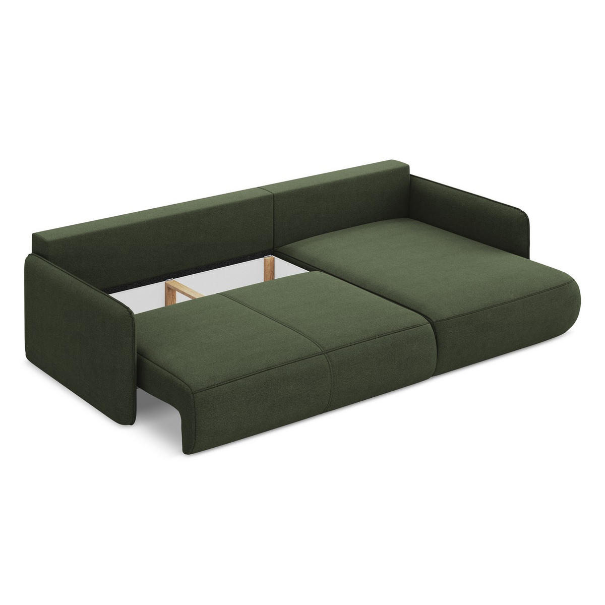 ECKSOFA mit Schlaffunktion Strukturstoff Stoff Grün - Schwarz/Olivgrün, Kunststoff/Textil (240/148cm) - LaMiaSofa