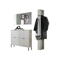 GARDEROBE Erna 3-tlg. 163x32x187 Kreidegrau matt Lack - Hellgrau, Holzwerkstoff (163/187/32cm) - 58aufmkessel
