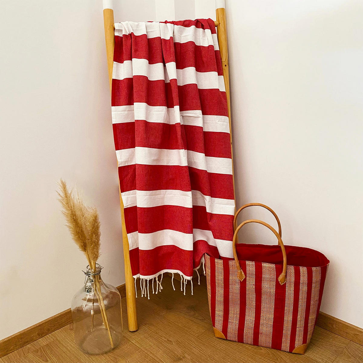 HAMAMTUCH Transat Rot 100x200 190g/m² - Rot, Textil (100/200cm) - LE COMPTOIR DE LA PLAGE