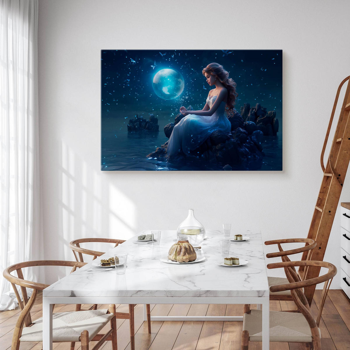 LEINWANDBILD für Schlafzimmer Frau Märchenland Abstraktion 100cm x 70cm - Blau/Violett, Textil (100/70cm) - Muralo