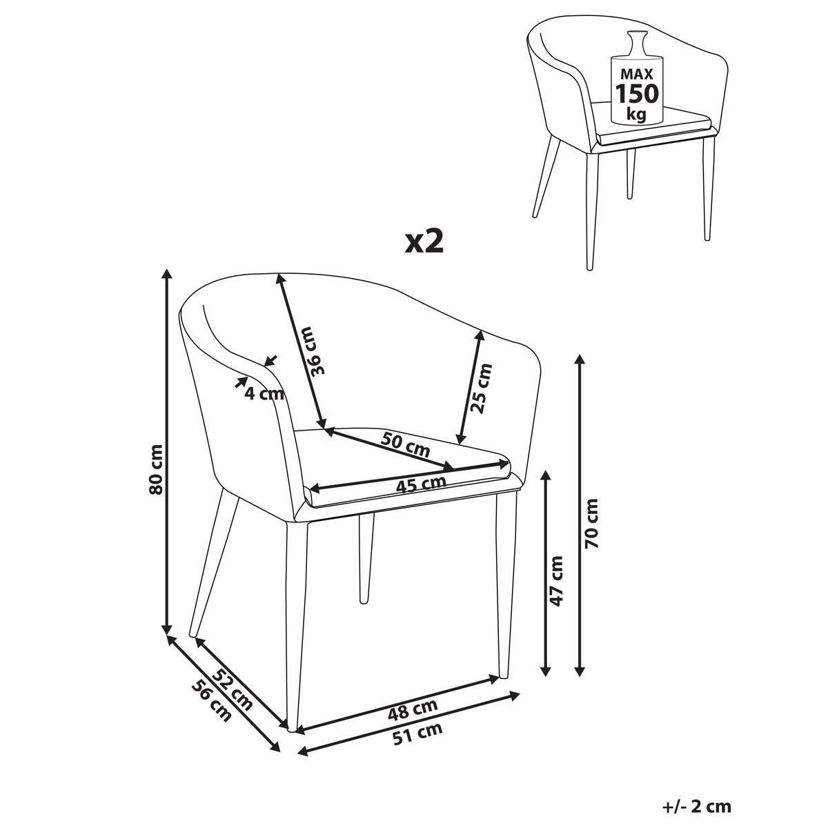 GARTENSTUHL 2er-Set Beige Tuluni - Beige/Schwarz, Textil (51/80/56cm) - Beliani