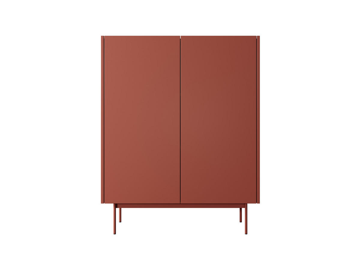 KOMMODE : Korpus und Front: Ziegel, Linea-Eiche TOP, 97 x 122 x 37 cm - Rot, Holzwerkstoff (97/122/37cm) - 3XE LIVING