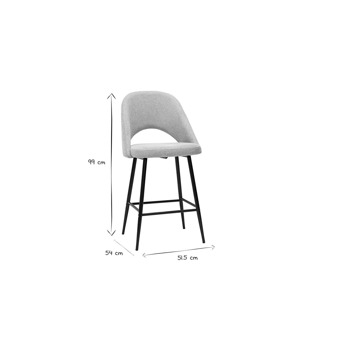 BARHOCKER Stoff Grau Samteffekt H65 cm 2er-Set COSETTE - Grau, Textil (54/99/51.5cm) - Miliboo