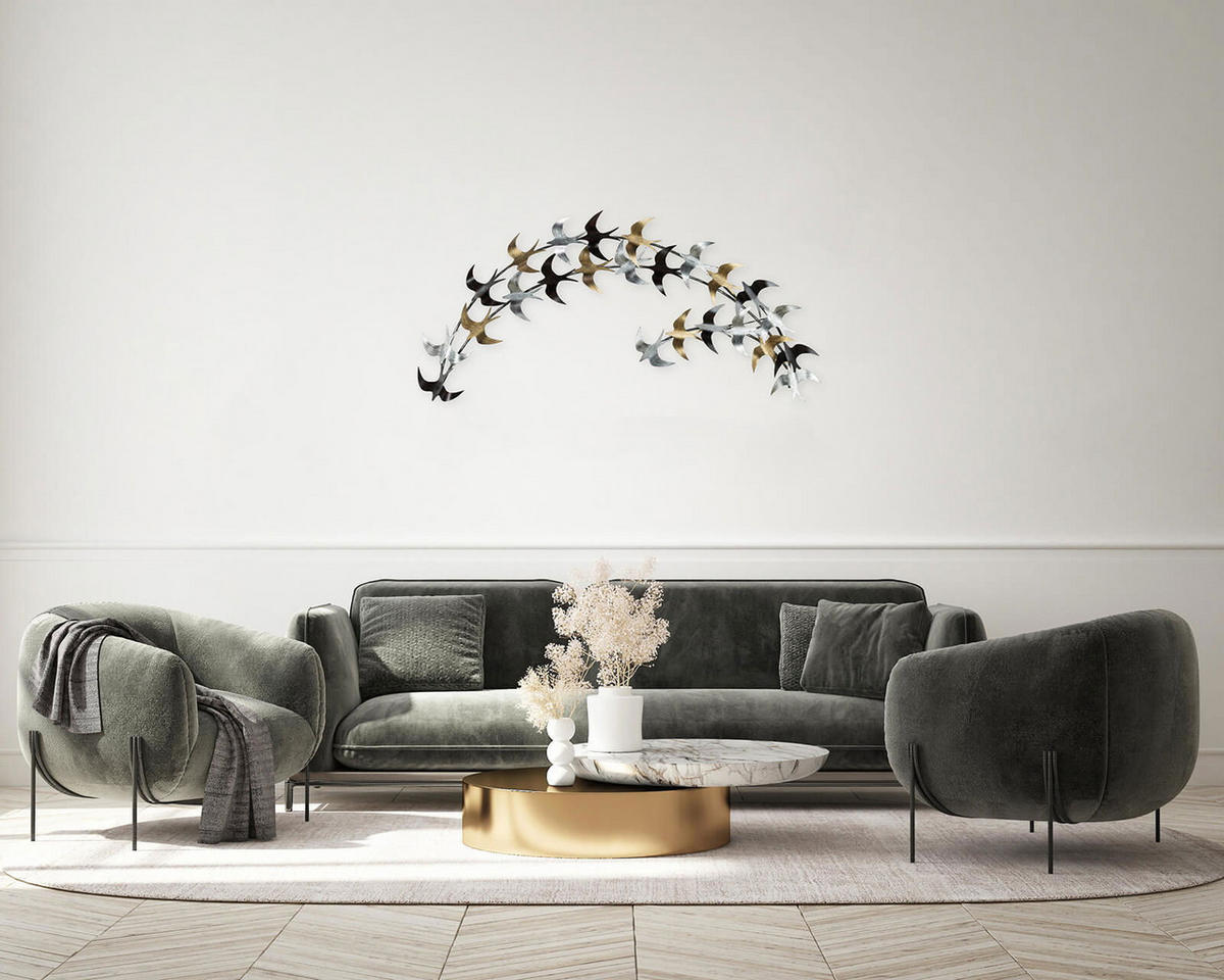 WANDDEKO Gold 128/60 cm - Silberfarben/Goldfarben, Metall (3.8/60/9cm) - KUNSTLOFT