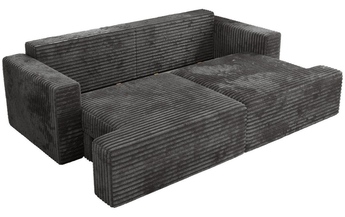 4-SITZER SOFA VIRELLA Grau Cord - Dunkelgrau/Schwarz, Textil (240/88/115cm) - MKS