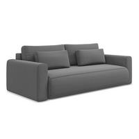 3-SITZER SOFA mit Schlaffunktion Samt Stoff Grau - Schwarz/Grau, Kunststoff/Textil (238/82/105cm) - Makamii