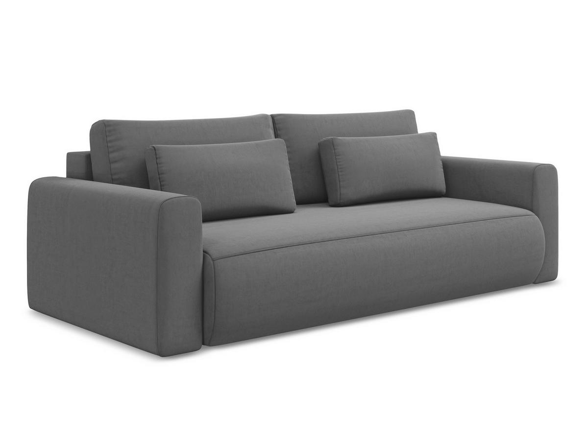 3-SITZER SOFA mit Schlaffunktion Samt Stoff Grau - Schwarz/Grau, Kunststoff/Textil (238/82/105cm) - Makamii