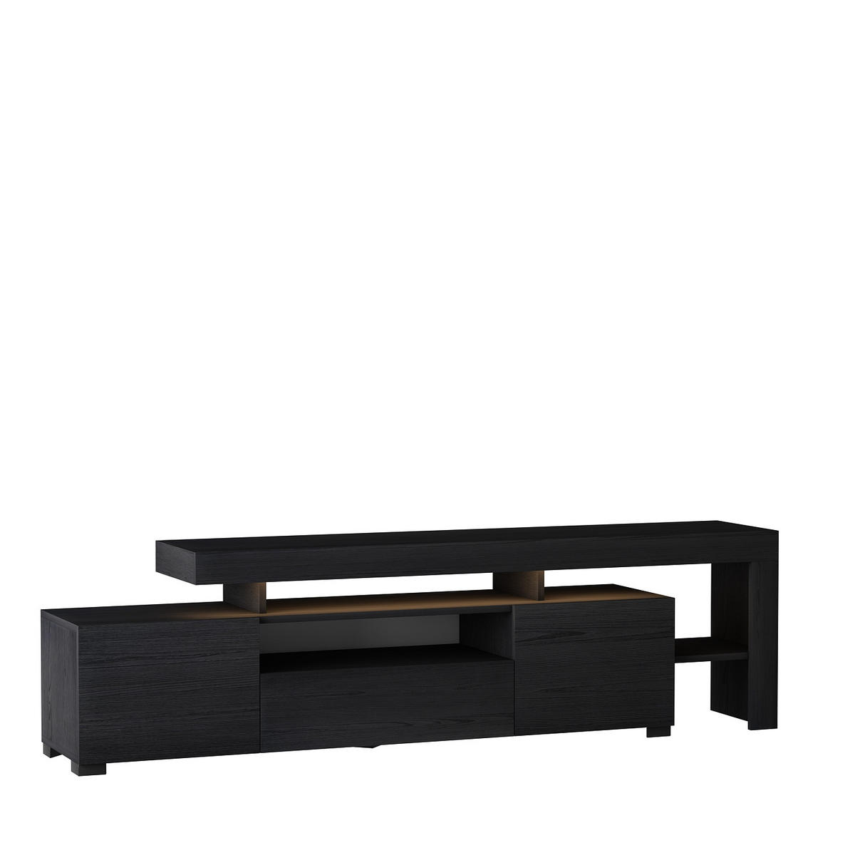 TV-LOWBOARD Schwarz mit LED Beleuchtung 9055 - Schwarz, Holzwerkstoff (192/53/37cm) - moebel17