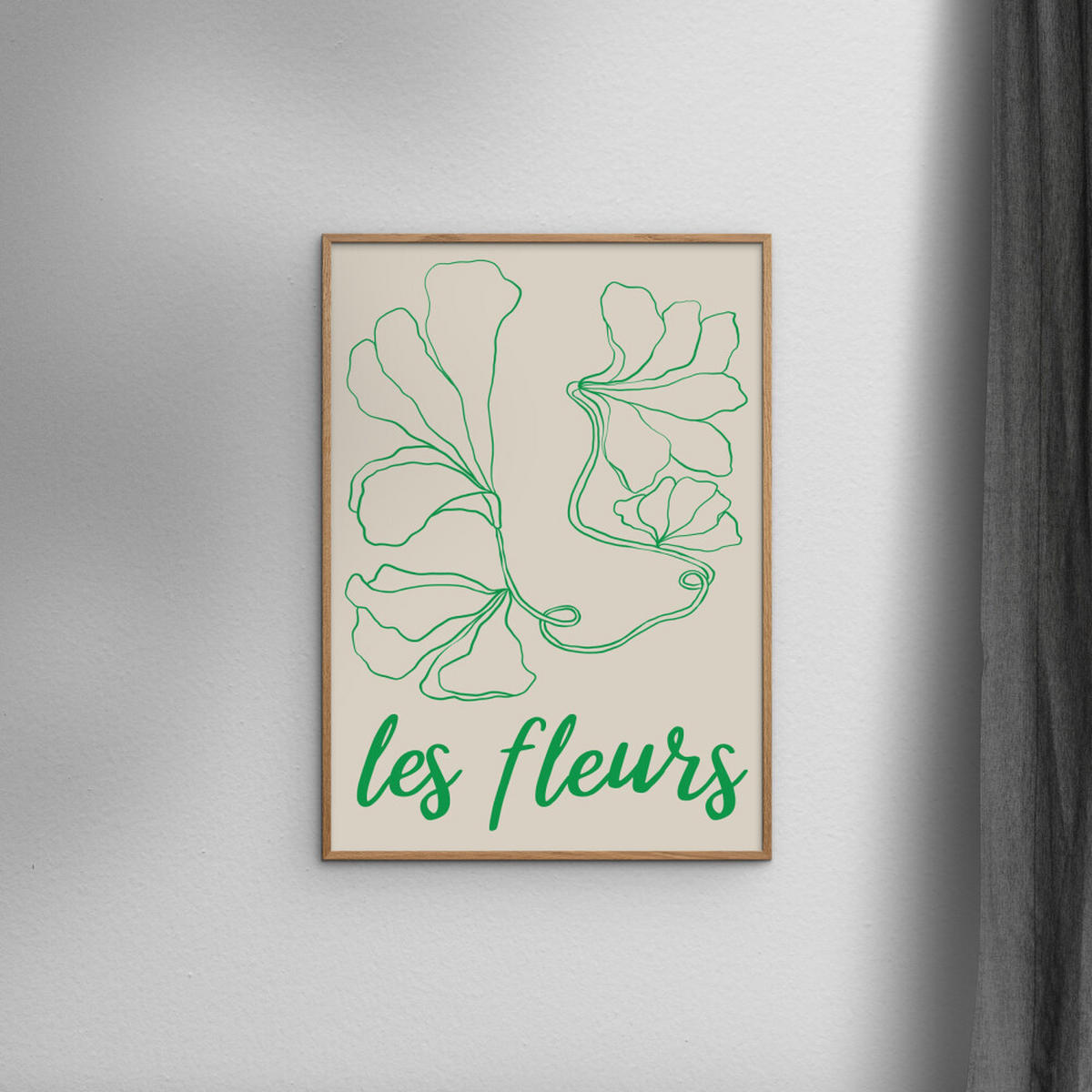 POSTER mit Rahmen Affordable Art Prints - Abstract Fleurs - Eichefarben/Grün, Holz/Papier (50/70cm) - Poster&Frame