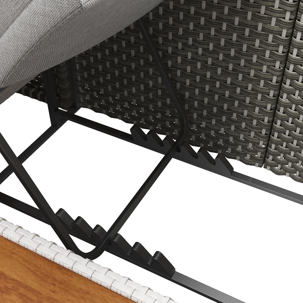 SONNENLIEGE aus Rattan 192x160x137cm in Grau mit klappbarem Sonnensegel - Grau, Metall (160/137/192cm) - Modfu