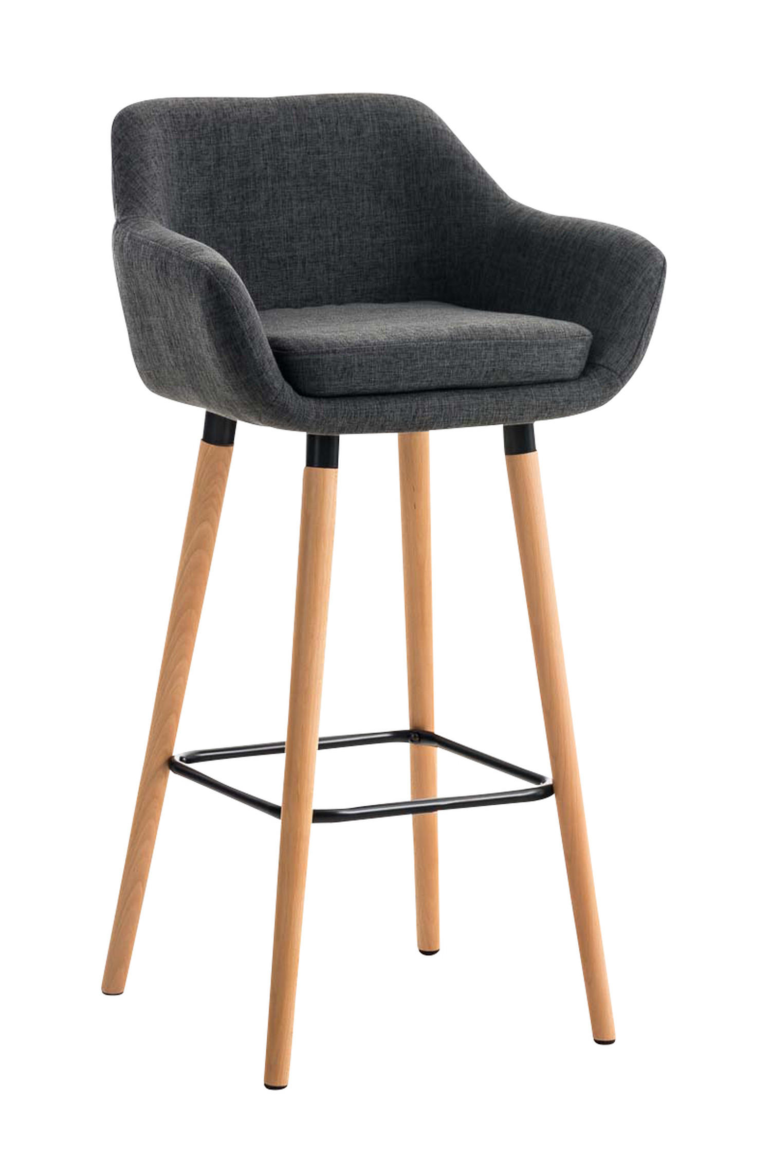 BARHOCKER Grande, Gestell Holz, Stoff Dunkelgrau - Dunkelgrau/Braun, Holz/Textil (55/99/46cm) - TPFLiving
