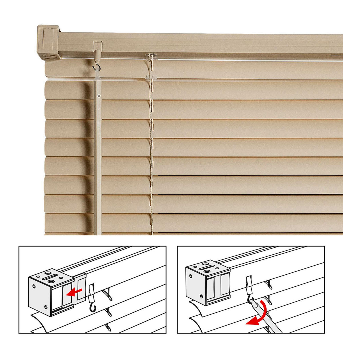 JALOUSIEN vinyl venetianische mit Taupe Zugschnur 90x160 - Braun, Kunststoff (90/160cm) - STORESDECO
