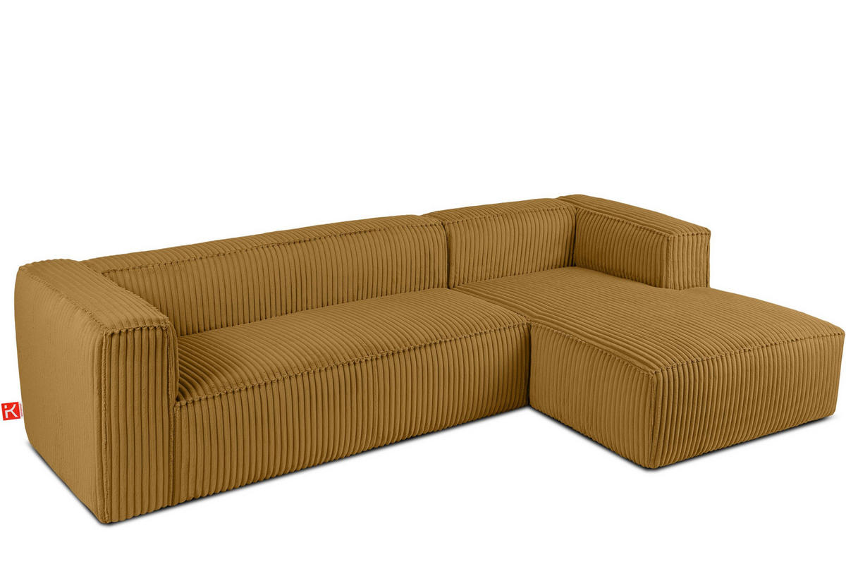 ECKSOFA-RECHTS FEROX Modern, Cord-Stoff, gelb - Gelb, Textil (305/175cm) - KONSIMO®