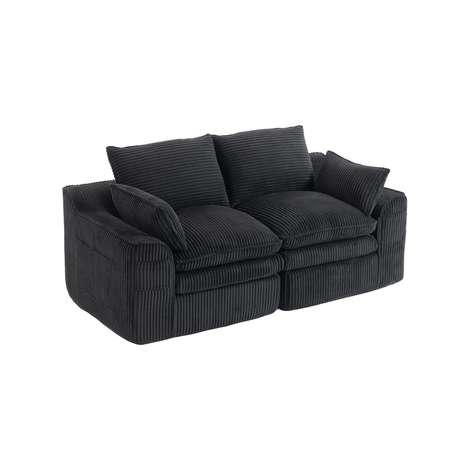 2-SITZER-SOFA DE-33774 Federkern mit Seitentaschen Schwarz - Schwarz, Metall (191/85/94cm) - ComfortXL