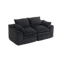 2-SITZER-SOFA DE-33774 Federkern mit Seitentaschen Schwarz - Schwarz, Metall (191/85/94cm) - ComfortXL