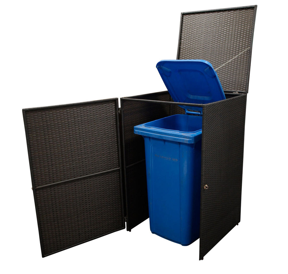 MÜLLTONNENBOX Belfast für Tonnen bis 240L - Mülltonnenverkleidung aus Metall und Polyrattan mocca. BxTxH: 76x78x123 cm - Braun, Metall (76/123/78cm) - TPFGarden