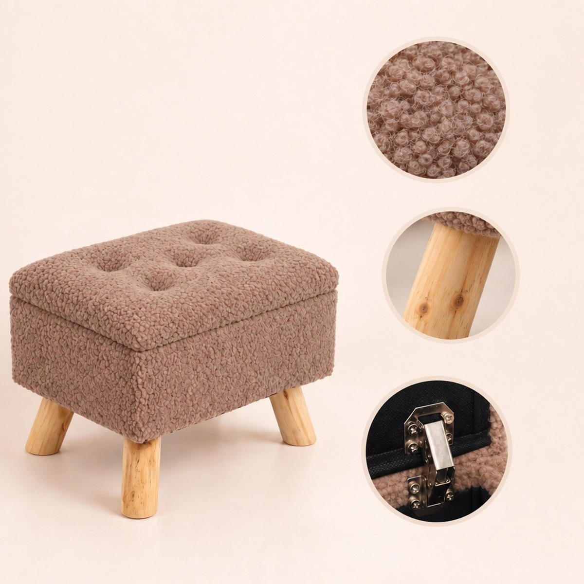 TABURET Hnědý s úložným prostorem - hnědá, dřevo/kompozitní dřevo (38/28/28cm) - Relaxdays