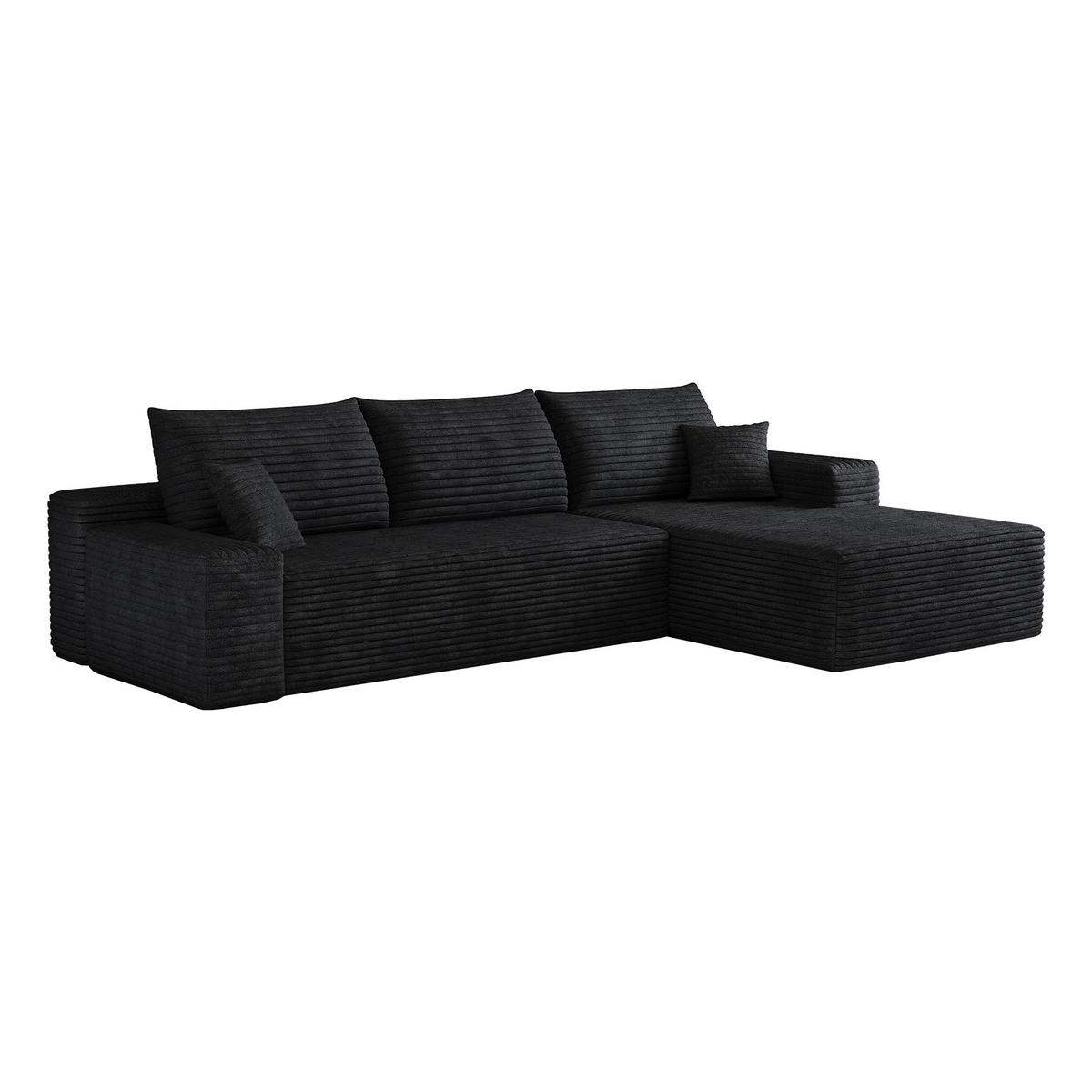 ECKSOFA DE-34857 2-Sitzer Chaiselongue rechts Schwarz - Schwarz, Textil (175/270cm) - ComfortXL