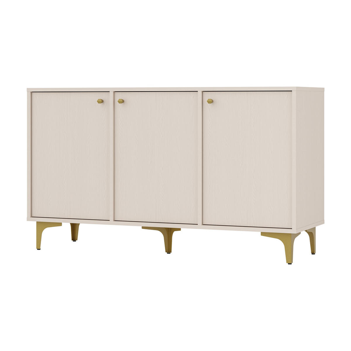 KOMMODE TORINO 125/72/41 cm mit 3 Türen Beige - Beige, Holzwerkstoff (125/72/41cm) - MASSENO