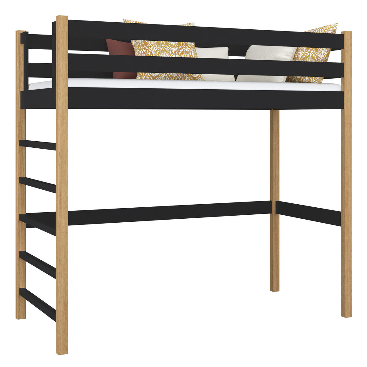 HOCHBETT N01 Schwarz / Eiche Natur 100/180 - Schwarz/Eiche Artisan, Naturmaterialien/Holz (100/180cm) - N-Wood