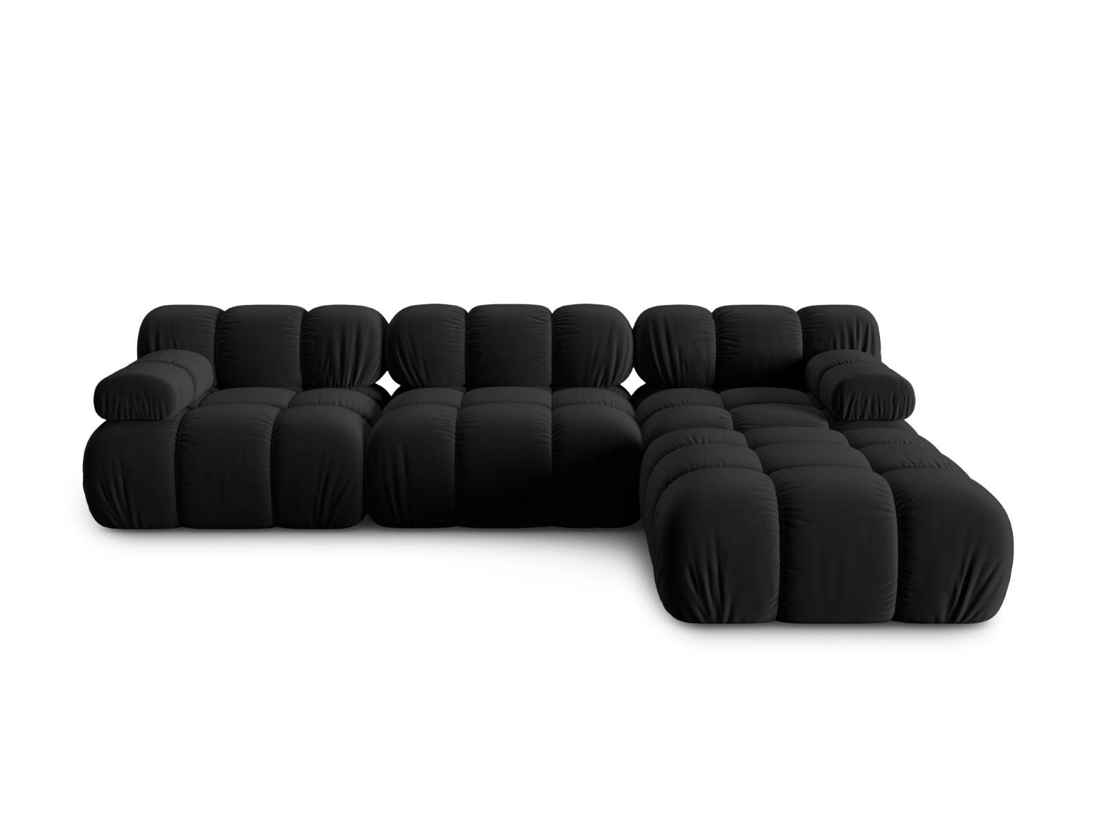 MODULARES-SOFA Bellis aus Samt schwarz 4 Sitzplätze - Schwarz, Textil (188/63/282cm) - Micadoni
