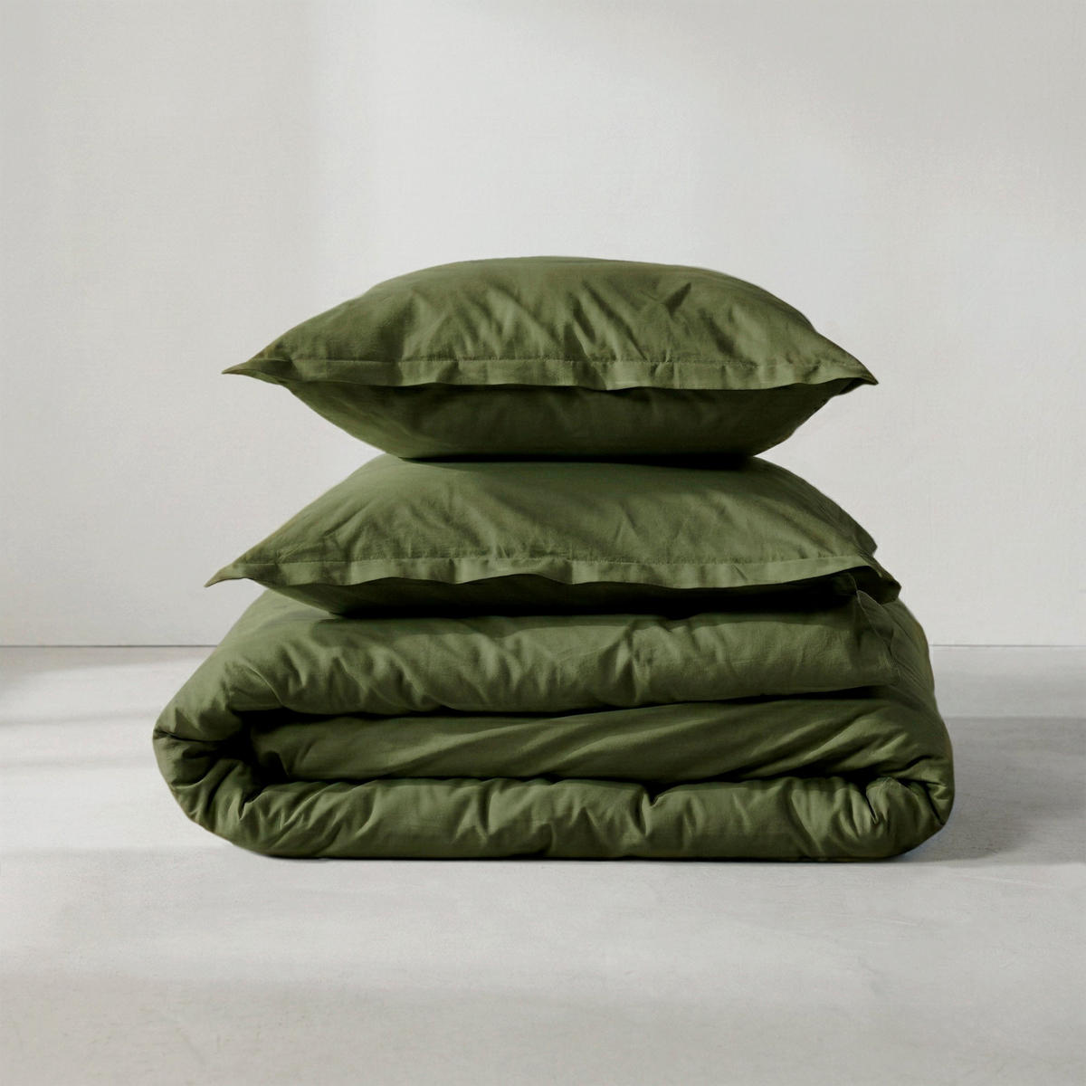 BETTBEZUG Basic Olivgrün 135/140x200 cm (Standardgrösse) - Olivgrün, Textil (140/200cm) - Happy Friday