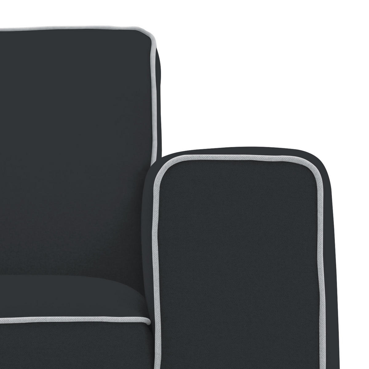 ECKSOFA mit Longchair - Webstoff - Anthrazit/Schwarz, Textil/Metall (264/168cm) - home24