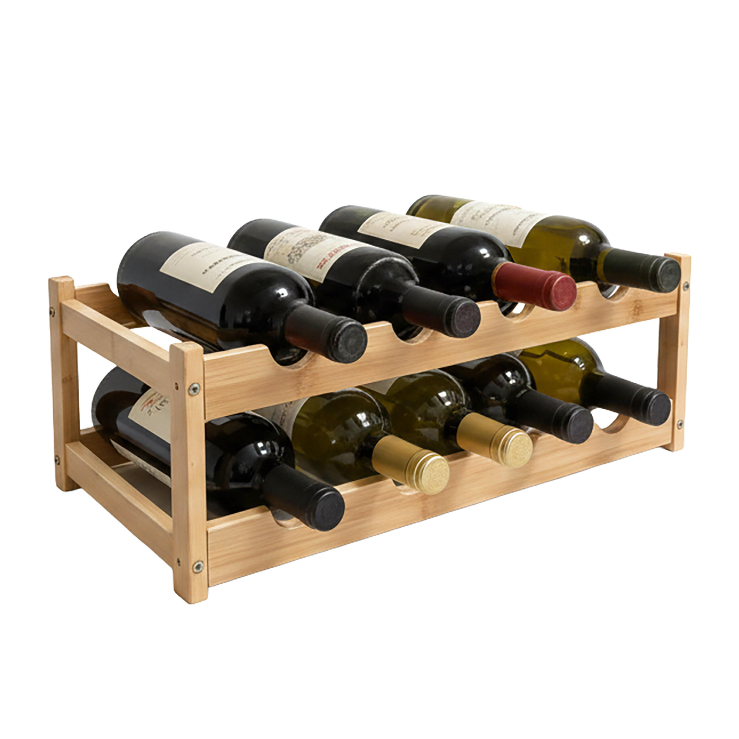 VINOVÝ regál - světle hnědá, dřevo (45/16.5/45cm) - Relaxdays