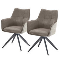 DREHBARER ARMLEHNENSTUHL - 2er-Set - Beige/Schwarz, Textil/Metall (60/88/60cm) - home24