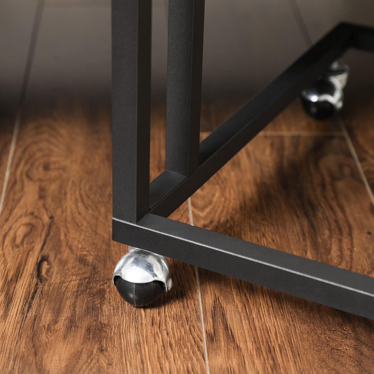 BEISTELLTISCH Metall Holzoptik Honigbraun Shcwarz auf Rollen 55/35/62 cm - Schwarz/Honig, Holzwerkstoff/Metall (50/35/60cm) - Begryf