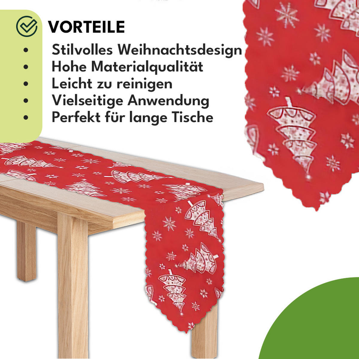 WEIHNACHTSTISCHLÄUFER 180x35cm - Hellrot, Textil (35/180cm) - KRUMAD