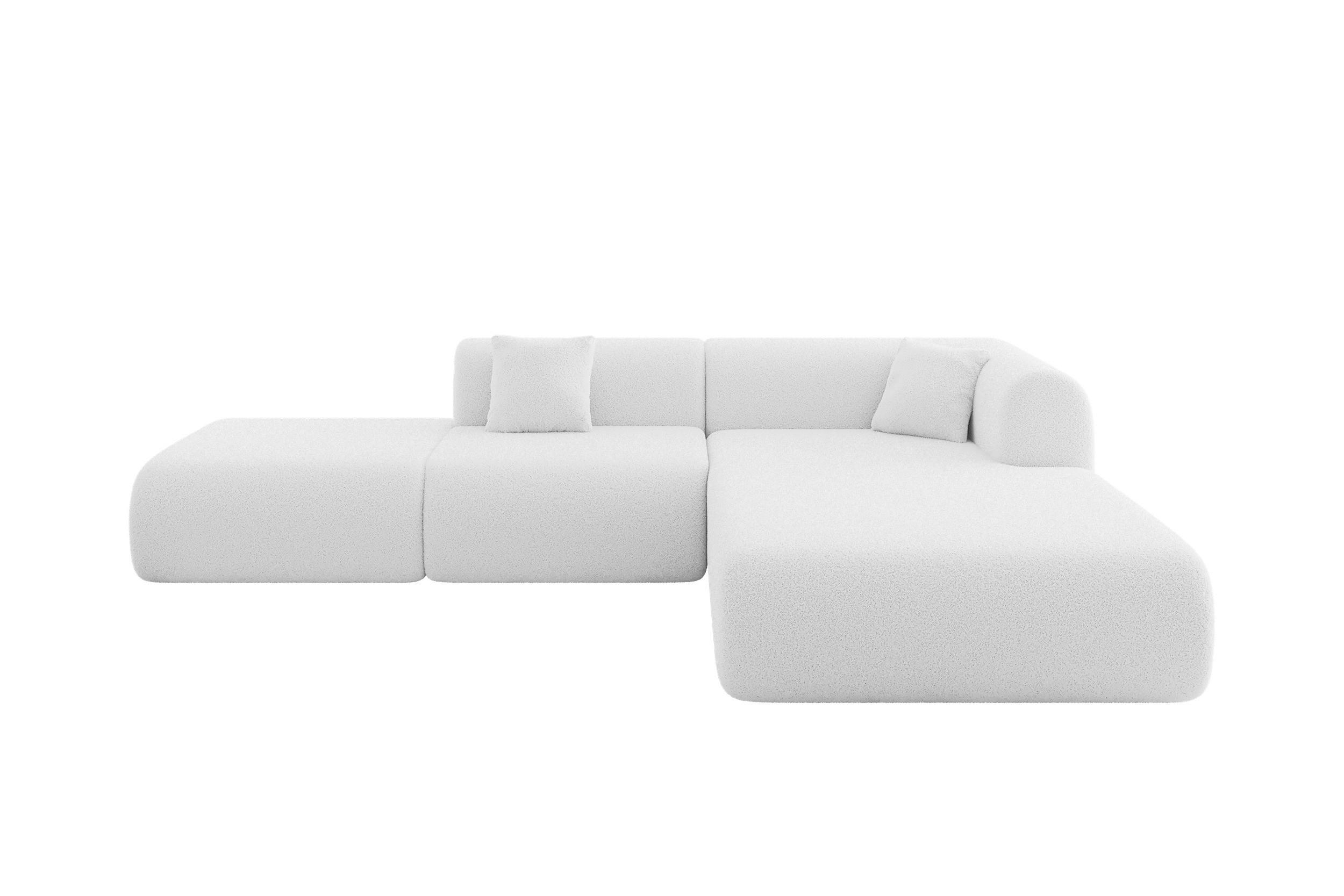 ECKSOFA Ottomane Rechts OVLY-L 289x176x71 Weiß Bouclé - Schwarz/Weiß, Holzwerkstoff/Kunststoff (289/176cm) - ALTDECOR
