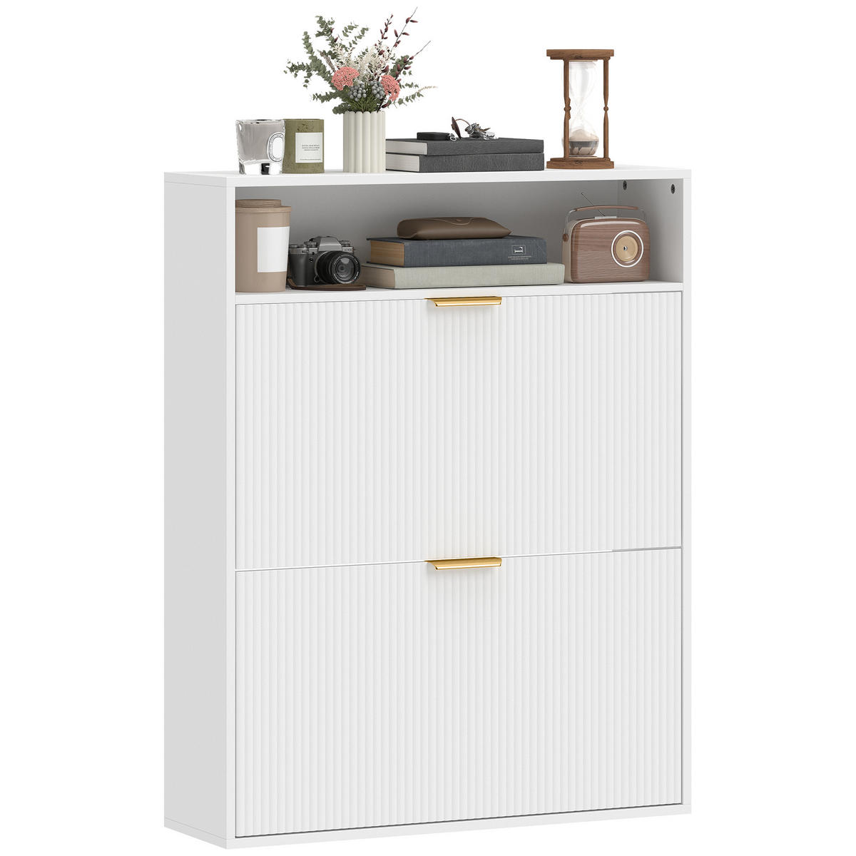 SCHUHSCHRANK Weiß 80/24/102,5 cm - Weiß, Holzwerkstoff (80/102.5/24cm) - PANGIVO