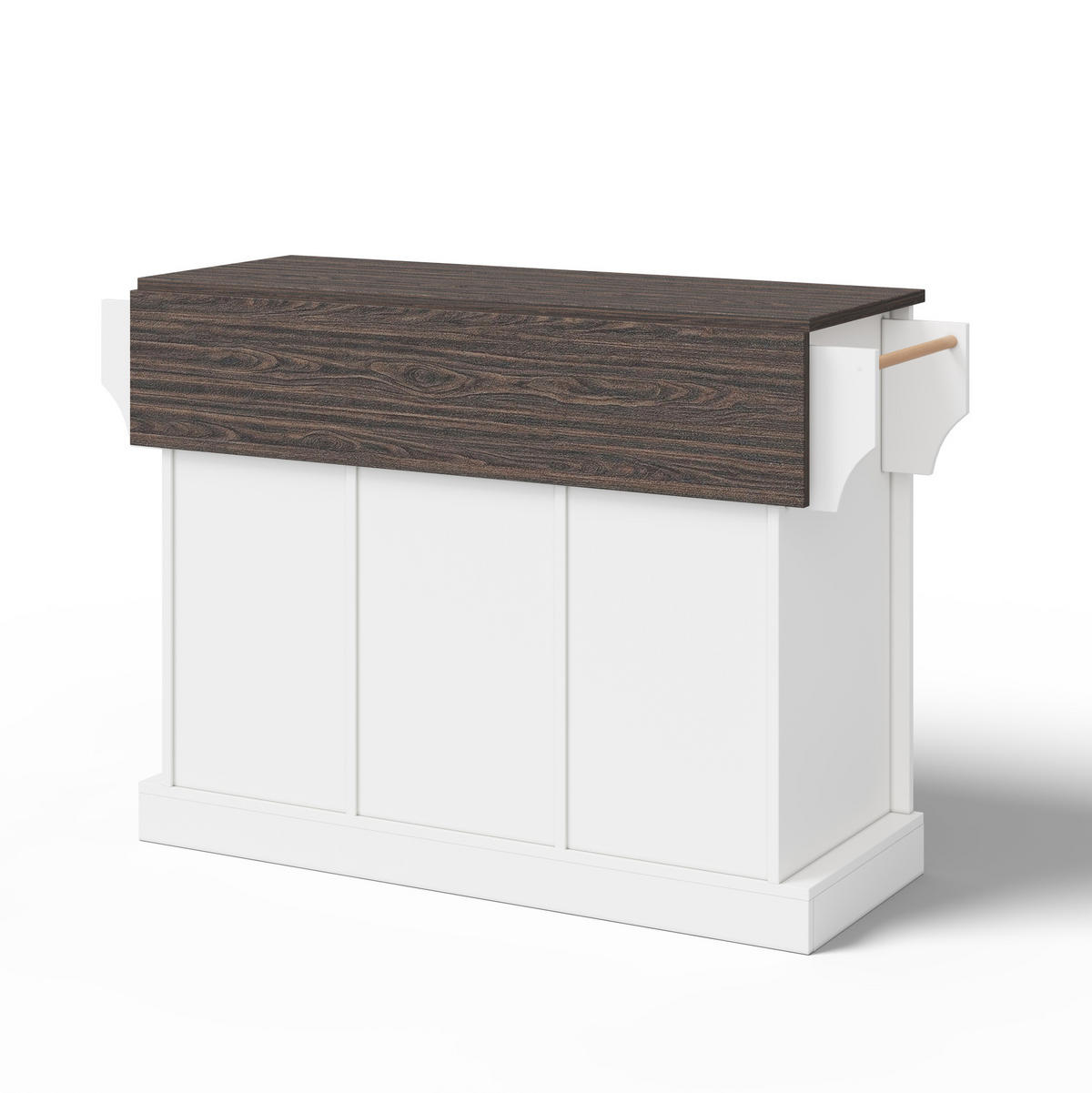 KÜCHENINSEL 120/45(70)/91 cm aus MDF mit klappbarer Arbeitsplatte, Schiebetüren und Rollen, Braun/Weiß - Braun, Holzwerkstoff (120/91/70cm) - Redom