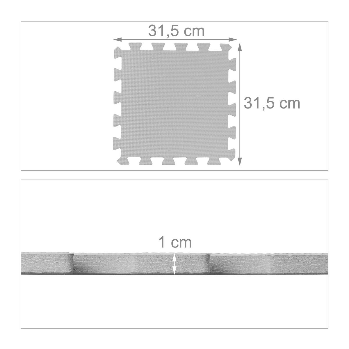 25-TLG.PUZZLEMATTE - Grau, Kunststoff (31.5/31.5cm) - Relaxdays