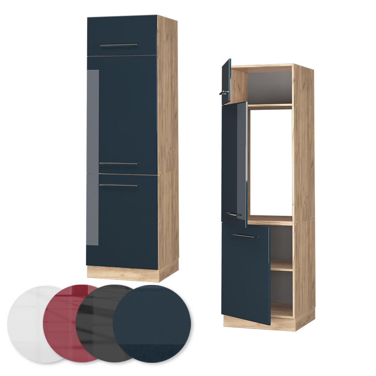 Honigeiche/Dunkelblau, Holzwerkstoff (60/206.8/58.1cm) - Vicco