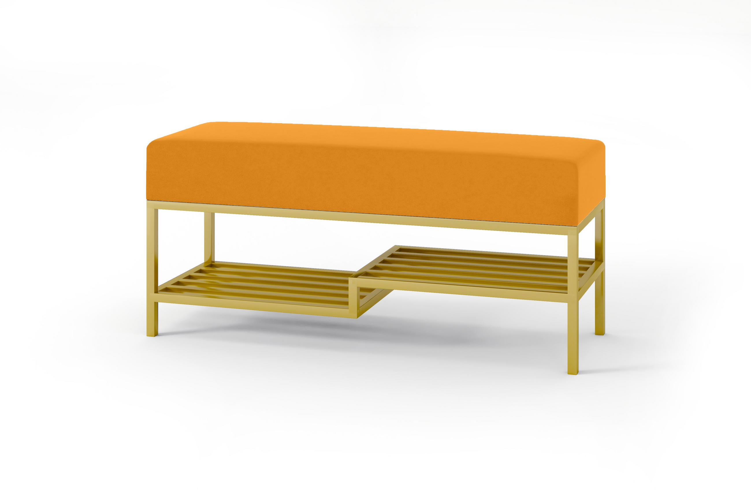 POLSTERBANK MELLO 80 Honig, Goldenes Gestell, Royal Velvet Stoff - Goldfarben/Honig, Textil/Metall (80/45/35cm) - Bettso