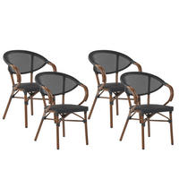 GARTENSTUHL 4er-Set Metall black/dunkelbraun Caspri - Dunkelbraun/Schwarz, Metall (57/83/55cm) - Beliani
