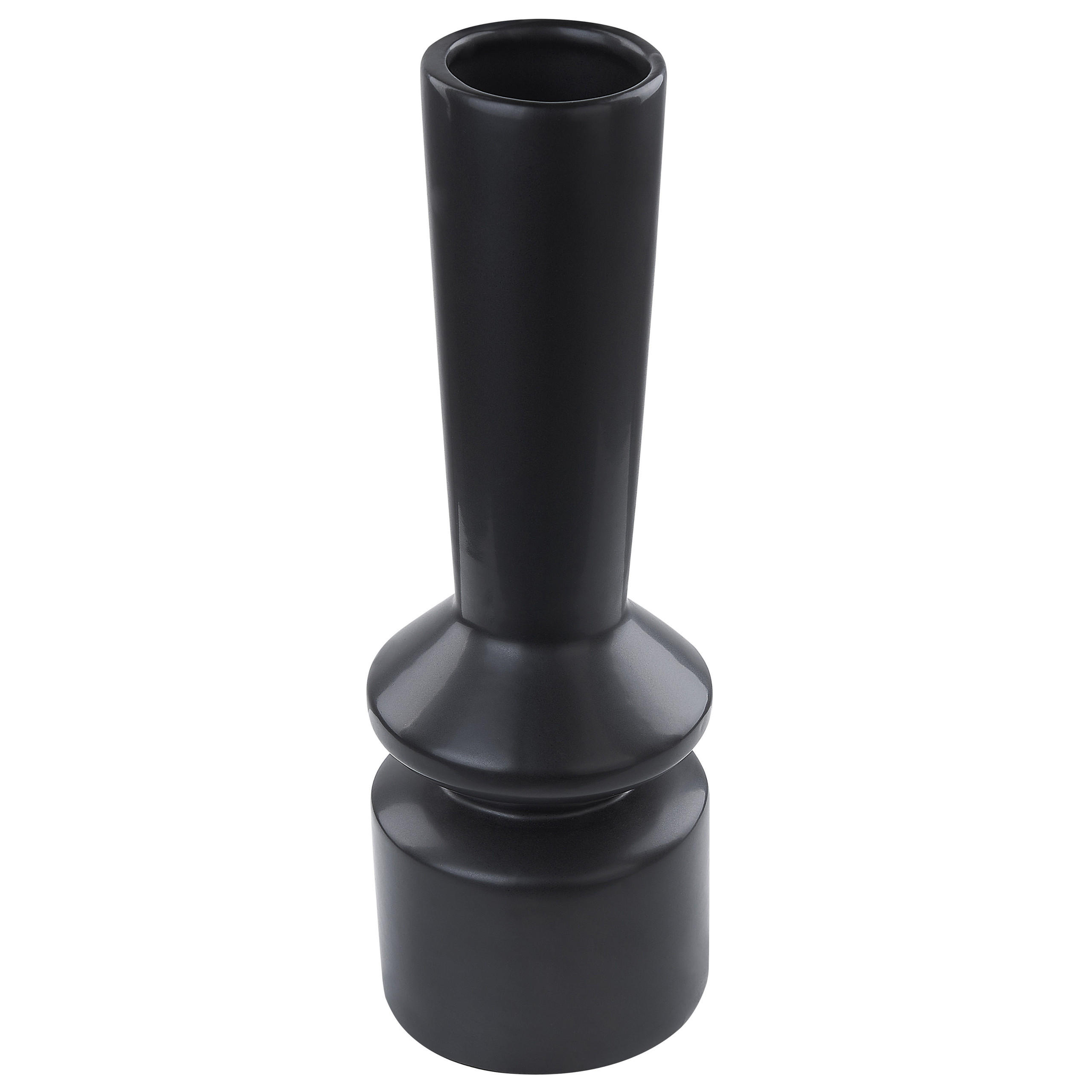 BLUMENVASE Dolomit schwarz Peania - Schwarz, Keramik (30cm) - Beliani