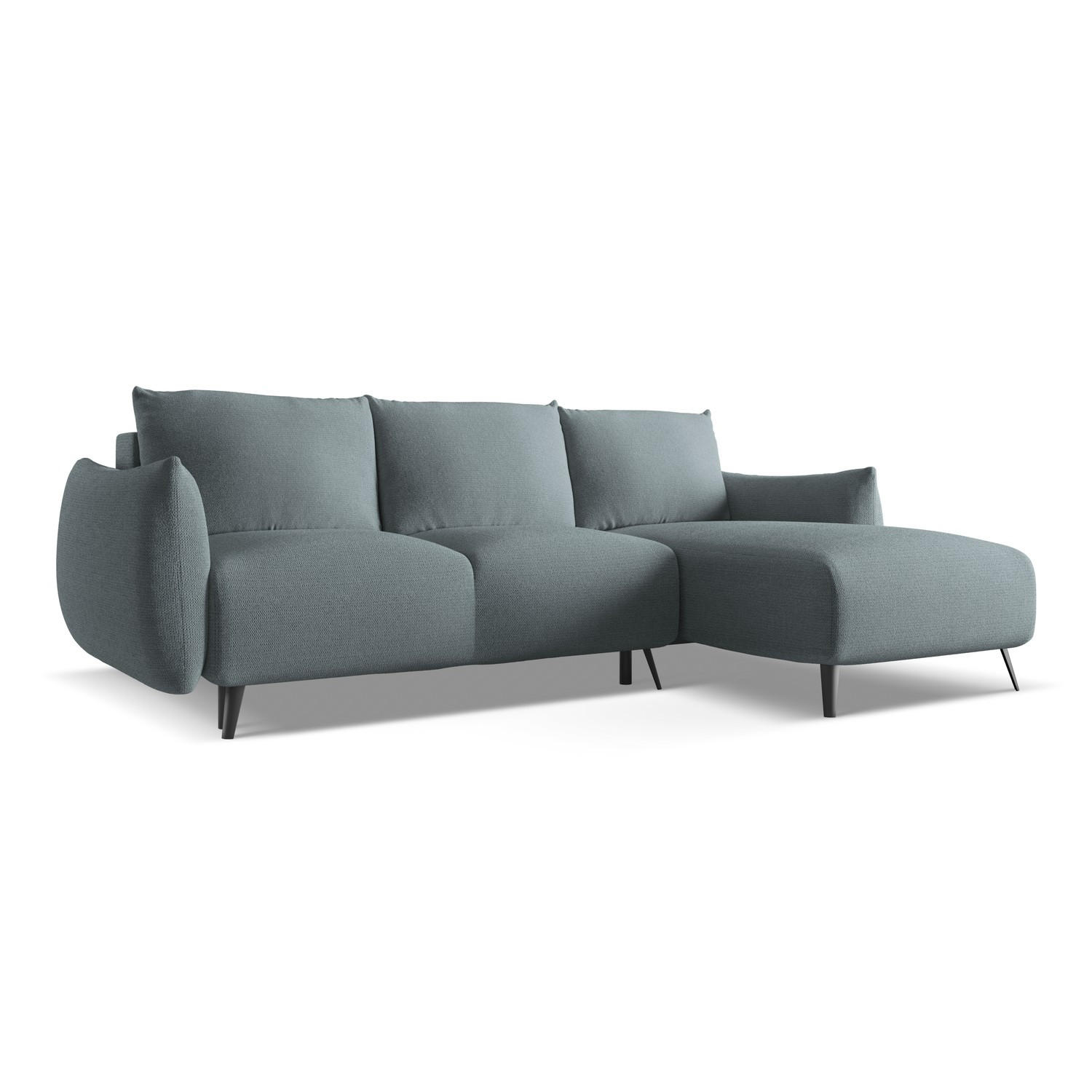 ECKSOFA mit Schlaffunktion Chenille Stoff Blau - Blau/Blaugrau, Textil/Metall (242/162cm) - LaMiaSofa