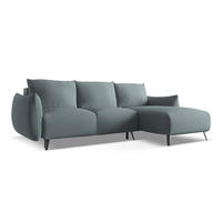 ECKSOFA mit Schlaffunktion Chenille Stoff Blau - Blau/Blaugrau, Textil/Metall (242/162cm) - LaMiaSofa