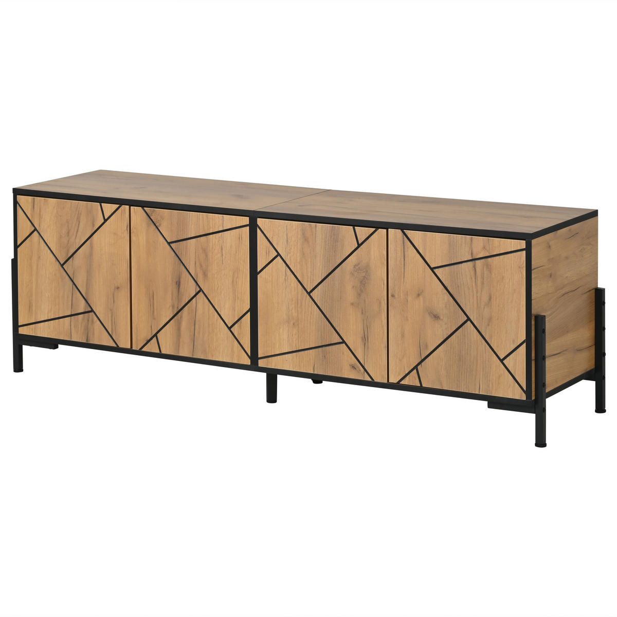 TV-ELEMENT 153/40/50 cm Naturholz mit 4 Türen - Naturfarben, Holz (153/50/40cm) - Oxeza