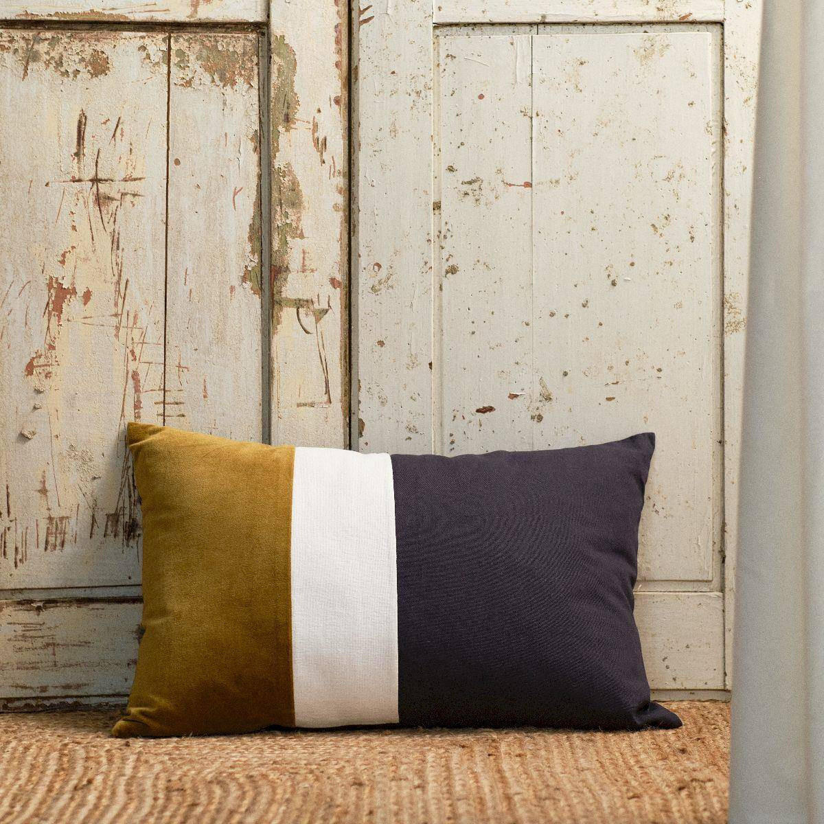 ZIERKISSEN Stripes 40/60 cm - Schwarz, Naturmaterialien (60/40cm)